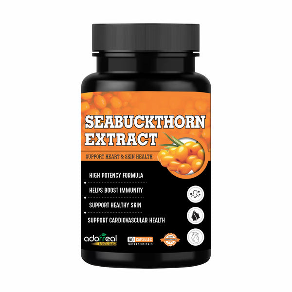 Adorreal Sea Buckthorn – Natural Source of Vitamins A, B, C, E, K & Omega 3, 6, 7, 9 – Antioxidant Support – 30/60 Veg Capsules