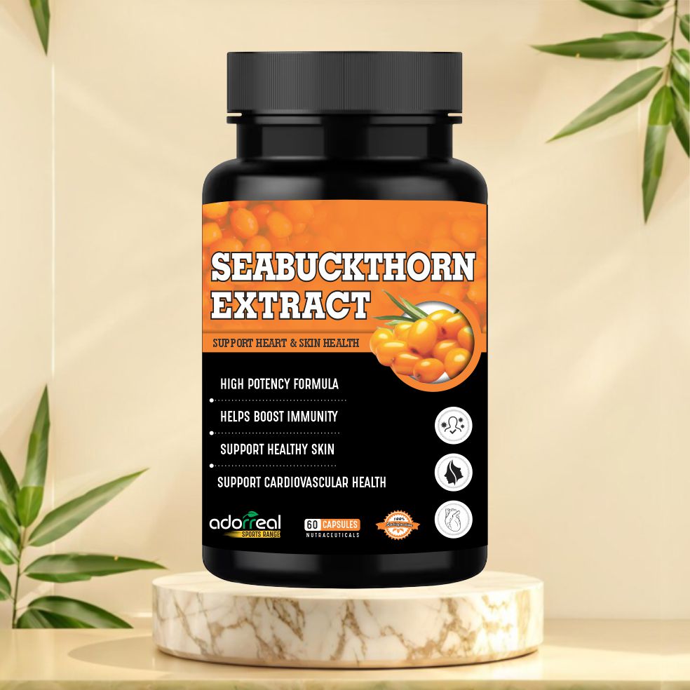 Adorreal Sea Buckthorn Extract Rich in Omega-7, Antioxidants & Vitamin C Skin, Immunity & Heart Health Support-60 Capsules