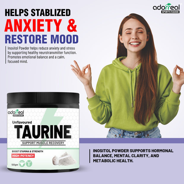 Adorreal Inositol Powder 100g | Myo-Inositol Supplement for Hormonal Balance, Mood & Ovarian Support | Pure, Non-GMO, Gluten-Free | Lab-Tested for Purity | No Fillers or Additives