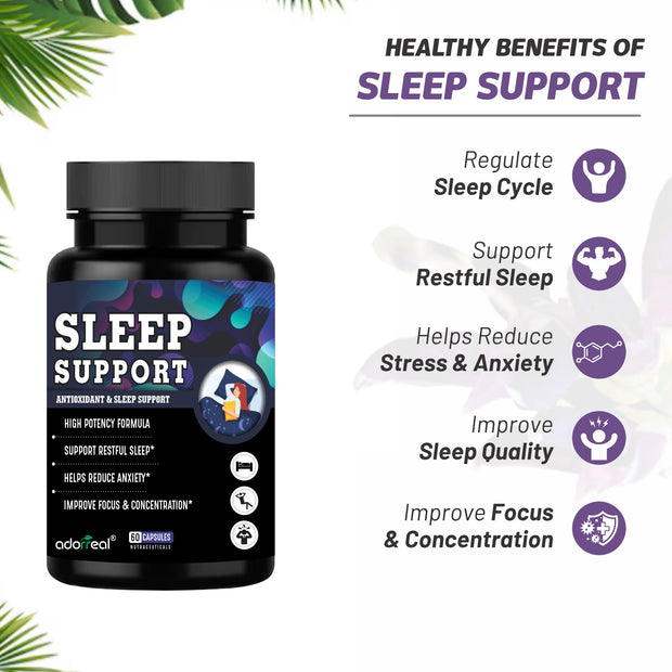 Sleep Support with Melatonin ,B6  and Tagar for Better Sleep Quality, Stress Relief & Relaxation 60 Capsules