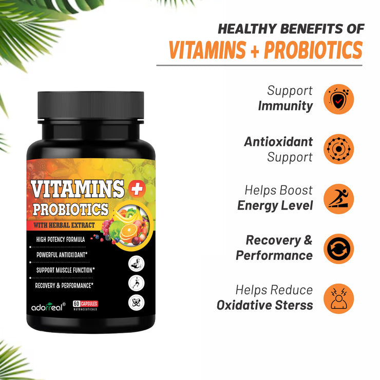 Vitamins + Probiotics with Herbal Extract, 60 Caps