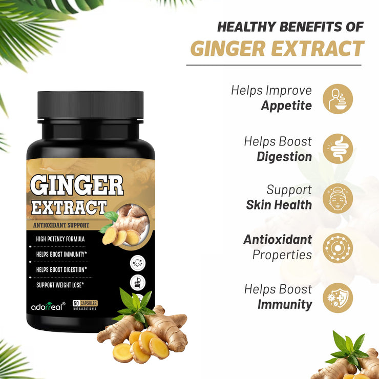 Ginger Extract for Digestive Health, Immunity, Immunity Support-60 Capsules