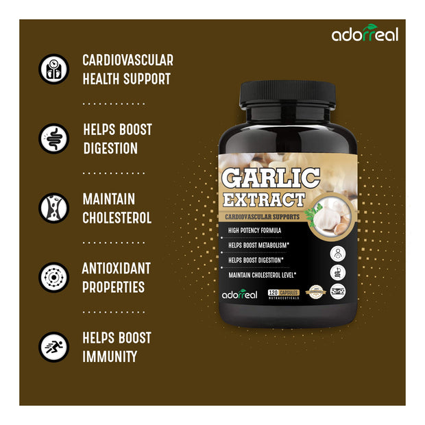 Garlic Extract Capsules for Cardiac Wellness & Anti-Oxidant -120 Capsules