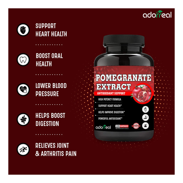 Pomegranate Extract,Antioxidant, Skin Care, Blood circulation, Cardiovascular Health Support-120 Capsules