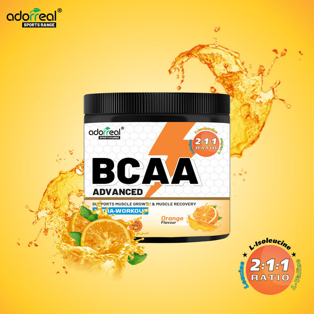 Adorreal BCAA + Glutamine Powder 200g | 2:1:1 Ratio for Muscle Recovery, Endurance & Reduced Fatigue | With L-Glutamine for Immune & Gut Support | Unflavored, Non-GMO, Lab-Tested, Gluten-Free