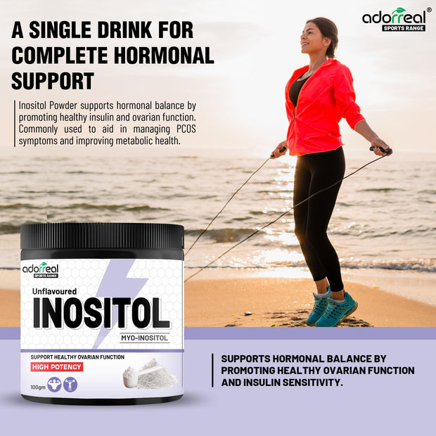 Adorreal Inositol Powder 100g | Myo-Inositol Supplement for Hormonal Balance, Mood & Ovarian Support | Pure, Non-GMO, Gluten-Free | Lab-Tested for Purity | No Fillers or Additives