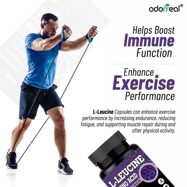 Adorreal L-Leucine Amino Acid Supplement, 60 Capsules, High Potency Formula for Muscle Health and Recovery