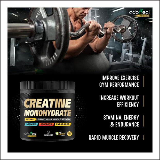 Creatine Monohydrate, (Unflavoured, 100 grams Powder), Boosts Athletic Performance | Fuels Muscles | Provides Energy Support for Heavy Workout