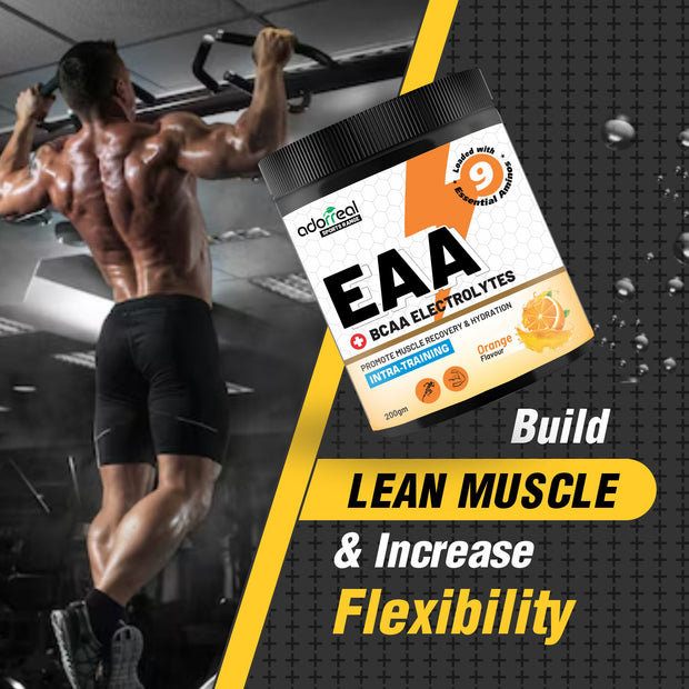 Adrreal EAA Powder 200g | Essential Amino Acids Supplement for Muscle Recovery, Endurance & Hydration | Includes BCAAs | Unflavored, Non-GMO, Gluten-Free | Lab-Tested for Purity