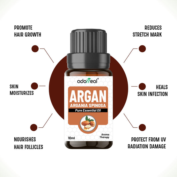 Argan Oil for Conditioning Skin & Hair 100% Pure, Cold Pressed, Unrefined. Essential Oil for Face, Nails, Hair, Skin. Therapeutic AAA+ Grade (10ml)