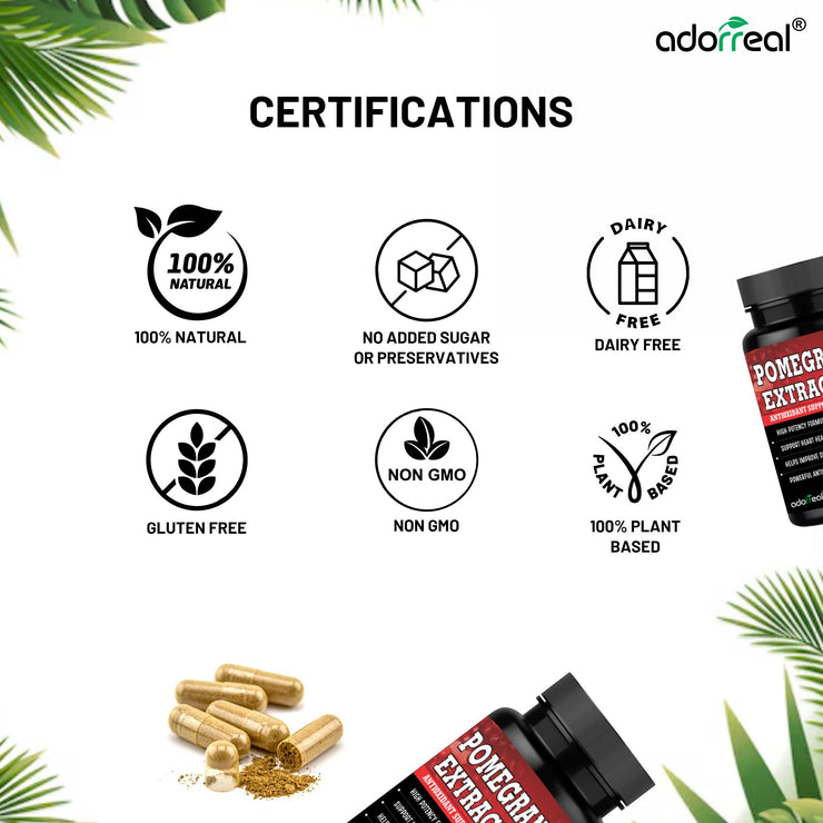 Pomegranate Extract,Antioxidant, Skin Care, Cardiovascular Health Support-60 Capsules