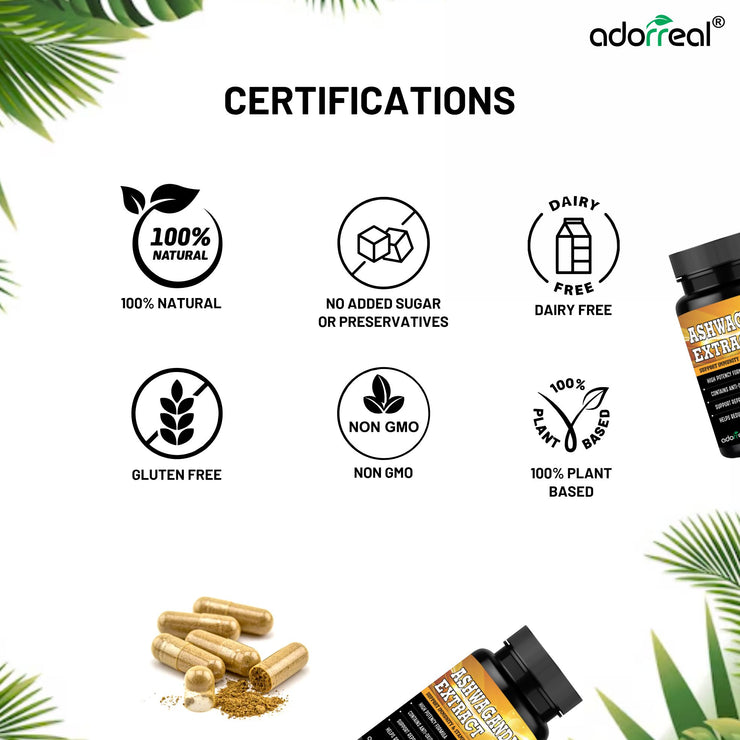 Ashwagandha Extract || Anxiety & Stress Relief || Energy & Endurance || Immunity Booster 60 Capsules