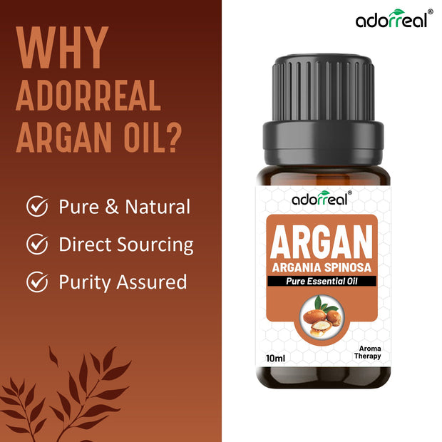 Argan Oil for Conditioning Skin & Hair 100% Pure, Cold Pressed, Unrefined. Essential Oil for Face, Nails, Hair, Skin. Therapeutic AAA+ Grade (10ml)