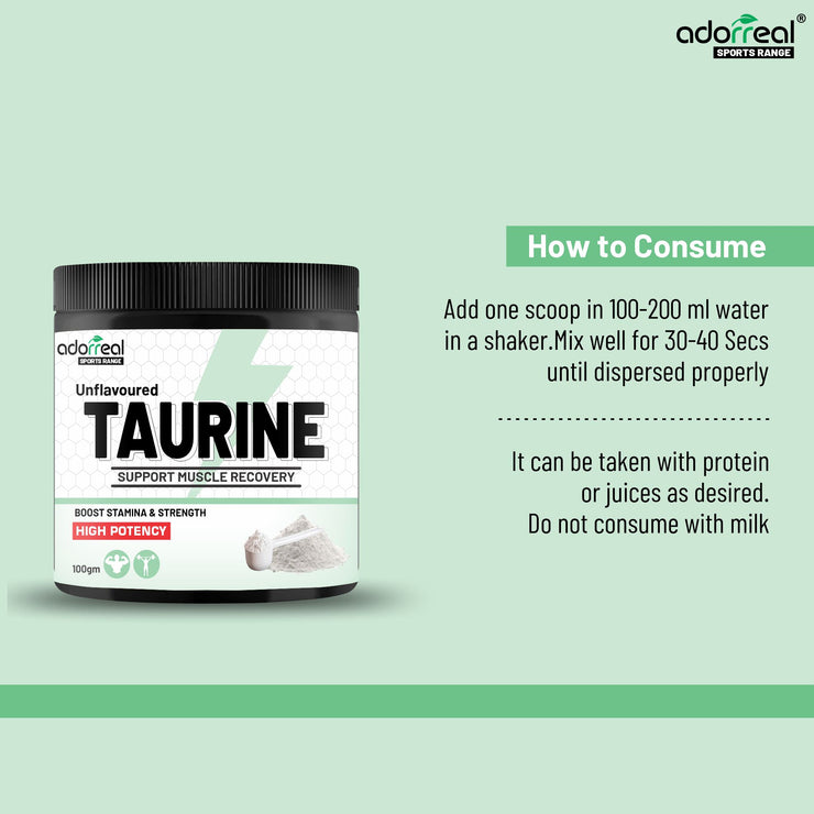 Taurine Powder, Support Muscle Recovery -Amino Acid Supplement - Improve Performance & Helps Recovery - 100 gram