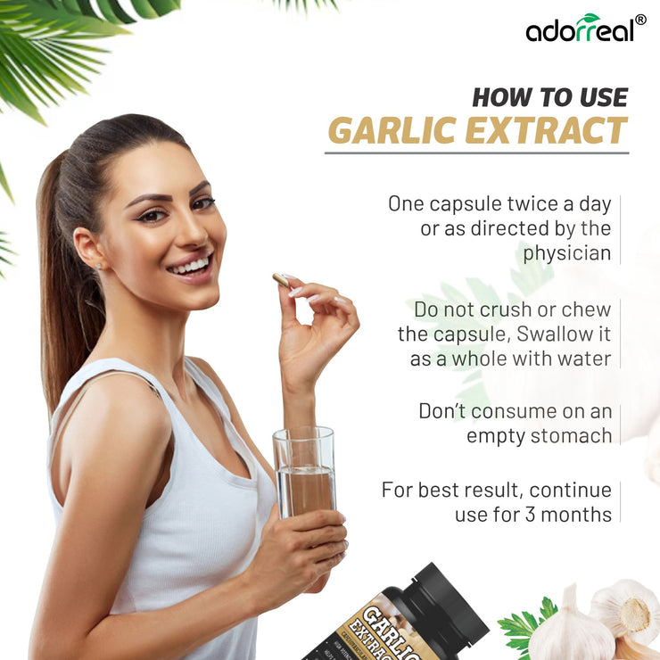 Garlic Extract Capsules for Cardiac Wellness & Anti-Oxidant -120 Capsules