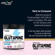 Adorreal L-Glutamine Powder 100g | Pure Micronized Amino Acid for Muscle Recovery, Gut Health & Immune Support | Unflavored, Non-GMO, Gluten-Free | Lab-Tested for Purity