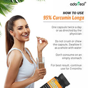 Adorreal Curcumin Longa 95%, High Absorption Joint Support Supplement, 30 Capsules