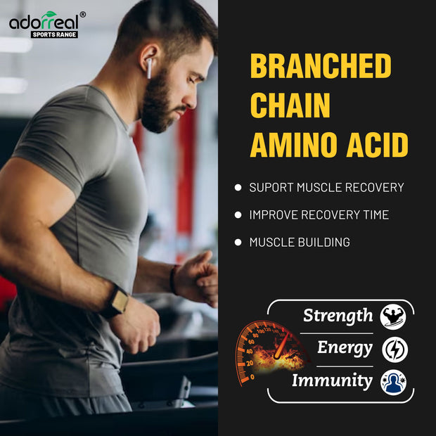 Adorreal BCAA + Glutamine Powder 200g | 2:1:1 Ratio for Muscle Recovery, Endurance & Reduced Fatigue | With L-Glutamine for Immune & Gut Support | Unflavored, Non-GMO, Lab-Tested, Gluten-Free