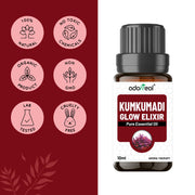 Kumkumadi Essential Oil - Skin Lightening, Dark Circle Removal, Clear Spot Less Skin, Dark to Lighten Dark Patches, Glowing Skin - 10ml