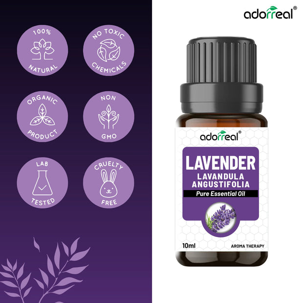 Lavender Essential Oil for Hair Growth, Skin Care, Face & Aromatherapy For Men & Women 10 ml