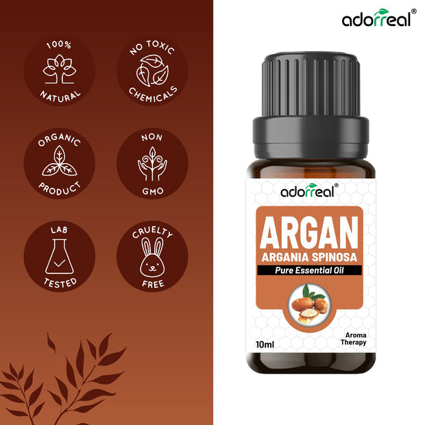 Argan Oil for Conditioning Skin & Hair 100% Pure, Cold Pressed, Unrefined. Essential Oil for Face, Nails, Hair, Skin. Therapeutic AAA+ Grade (10ml)