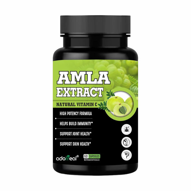 Adooreal Amla 600mg – Powerful Antioxidant & Immune Support – Rich in Vitamin C, Supports Skin Health, Hair Growth & Detox – Vegan, Non-GMO, 60 Capsules