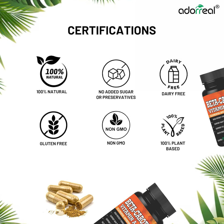 Beta-Carotene Vitamin A - 60 Capsules