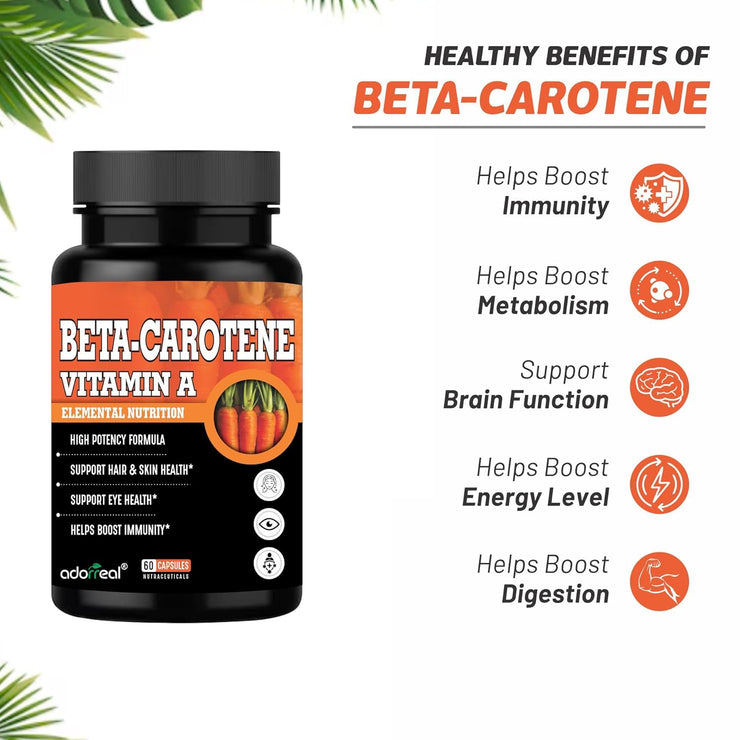 Beta-Carotene Vitamin A - 60 Capsules