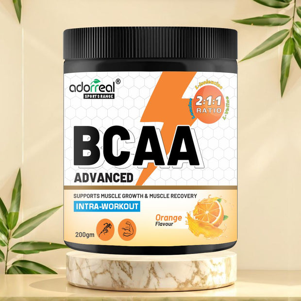 BCAA with Glutamine For Muscle Recovery & Endurance BCAA Powder, 10 Grams of Amino Acids, Keto Friendly, Caffeine Free-200gms