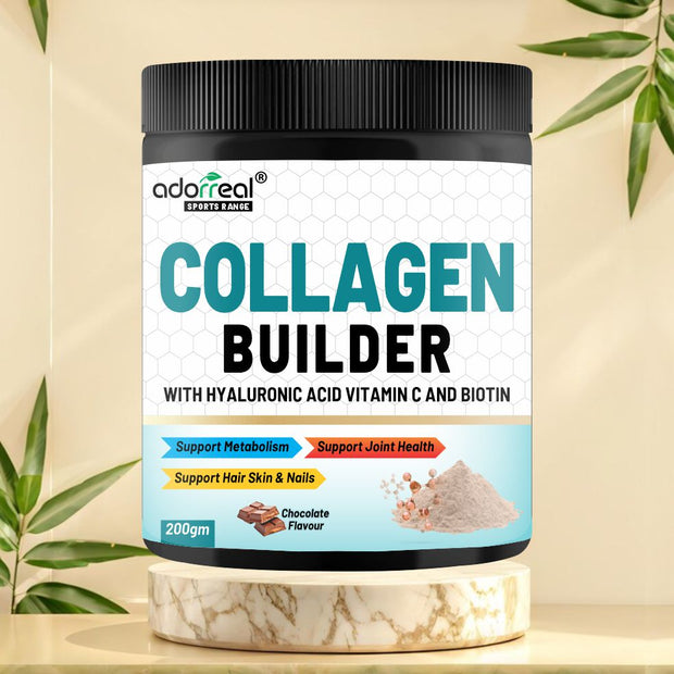 Collagen Builder Powder with Vitamin C & Hyaluronic Acid,Biotin | For Hair and Skin Health | Metabolism Booster and for Muscle Health | 200 gm