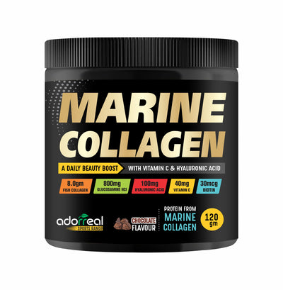 Marine Collagen Powder with Vitamin C & Hyaluronic Acid,Biotin | For Hair and Skin Health | Metabolism Booster and for Muscle Health | 120 gm