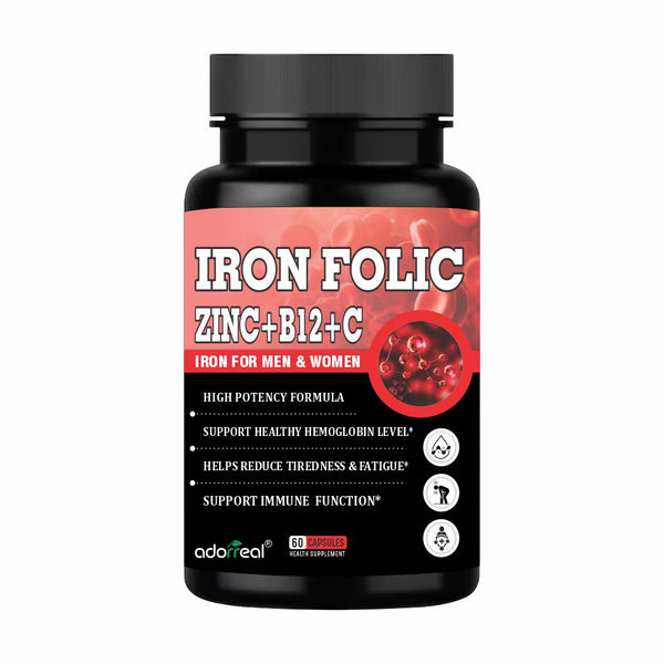 Iron, Folic Acid, B12, Vitamin C & Zinc Complex – 60 Capsules