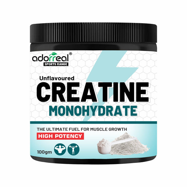 Adorreal Creatine Monohydrate Powder 100g | Micronized for Better Absorption | Supports Muscle Strength, Power & Performance | Pure, Unflavored, Lab-Tested | Non-GMO, No Additives