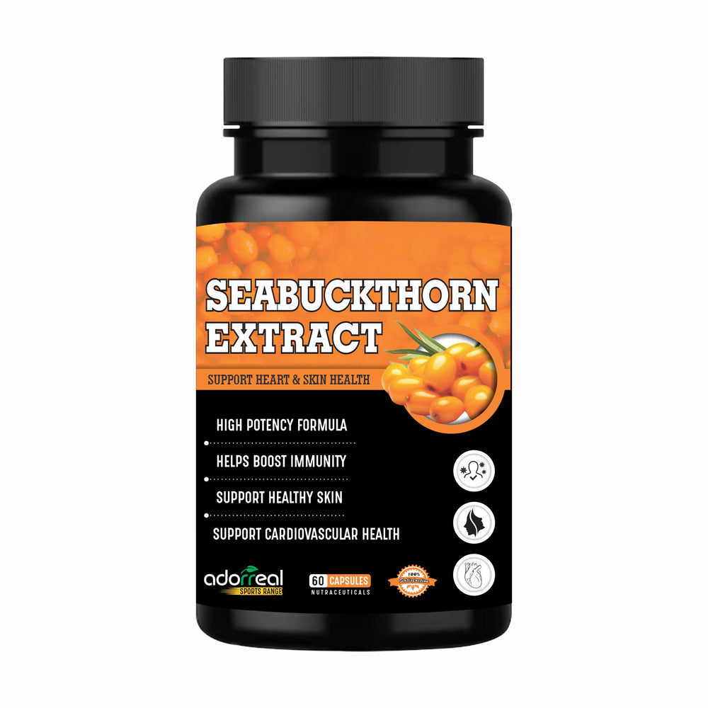 Adorreal Sea Buckthorn – Natural Source of Vitamins A, B, C, E, K & Omega 3, 6, 7, 9 – Antioxidant Support – 30/60 Veg Capsules