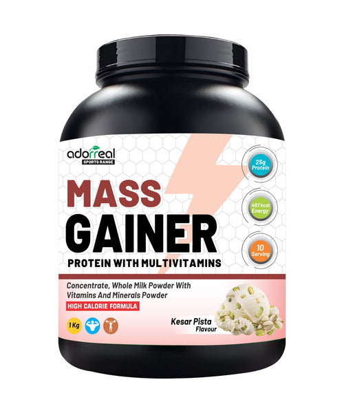 Adorreal Mass Gainer Powder 1kg | High-Calorie Protein Supplement for Muscle Growth & Weight Gain | Balanced Carbs & Protein | Non-GMO, Gluten-Free, No Artificial Additives | Lab-Tested for Quality
