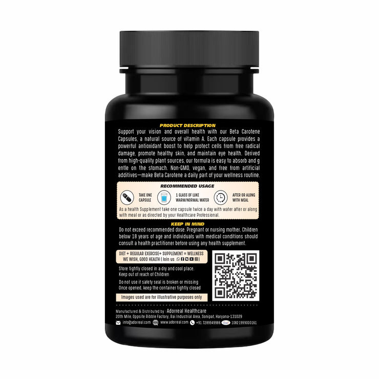 Beta-Carotene Vitamin A - 60 Capsules