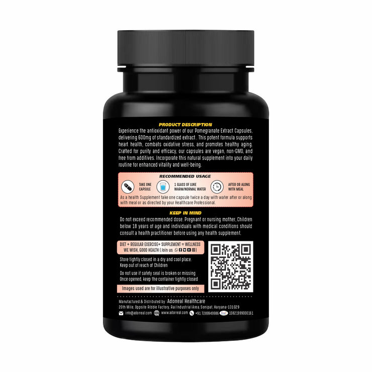 Pomegranate Extract,Antioxidant, Skin Care, Cardiovascular Health Support-60 Capsules