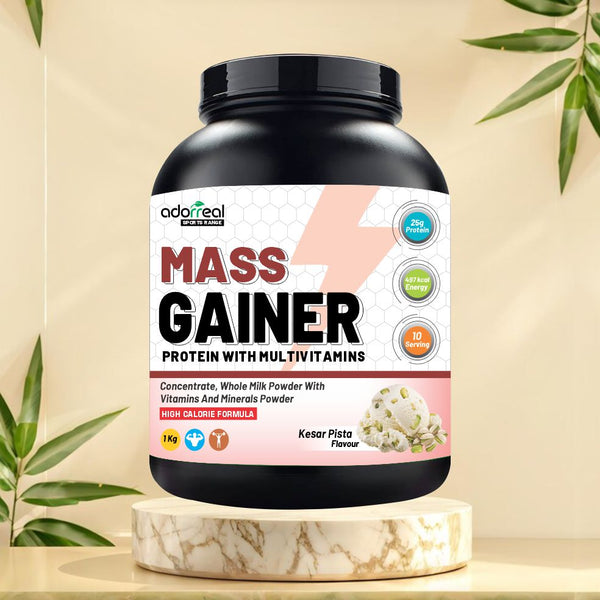 Mass Gainer Whey Protein Powder - High Calories Formula with Vitamins & Minerals, Creatine for Weight Gain - 1KG