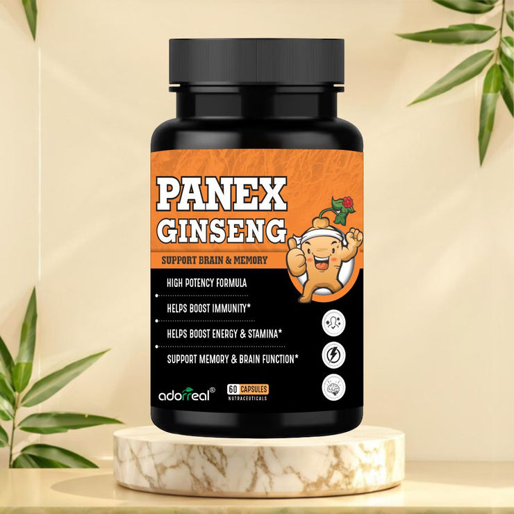 Adorreal Panax Ginseng Extract 400mg – Natural Energy, Focus & Immune Support – 60 Capsules
