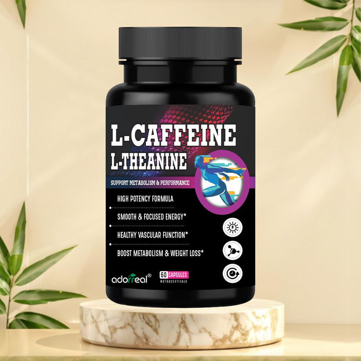 L-Caffeine L-Theanine, Natural Stimulant, for Energy, Endurance, and Focus-60 capsules