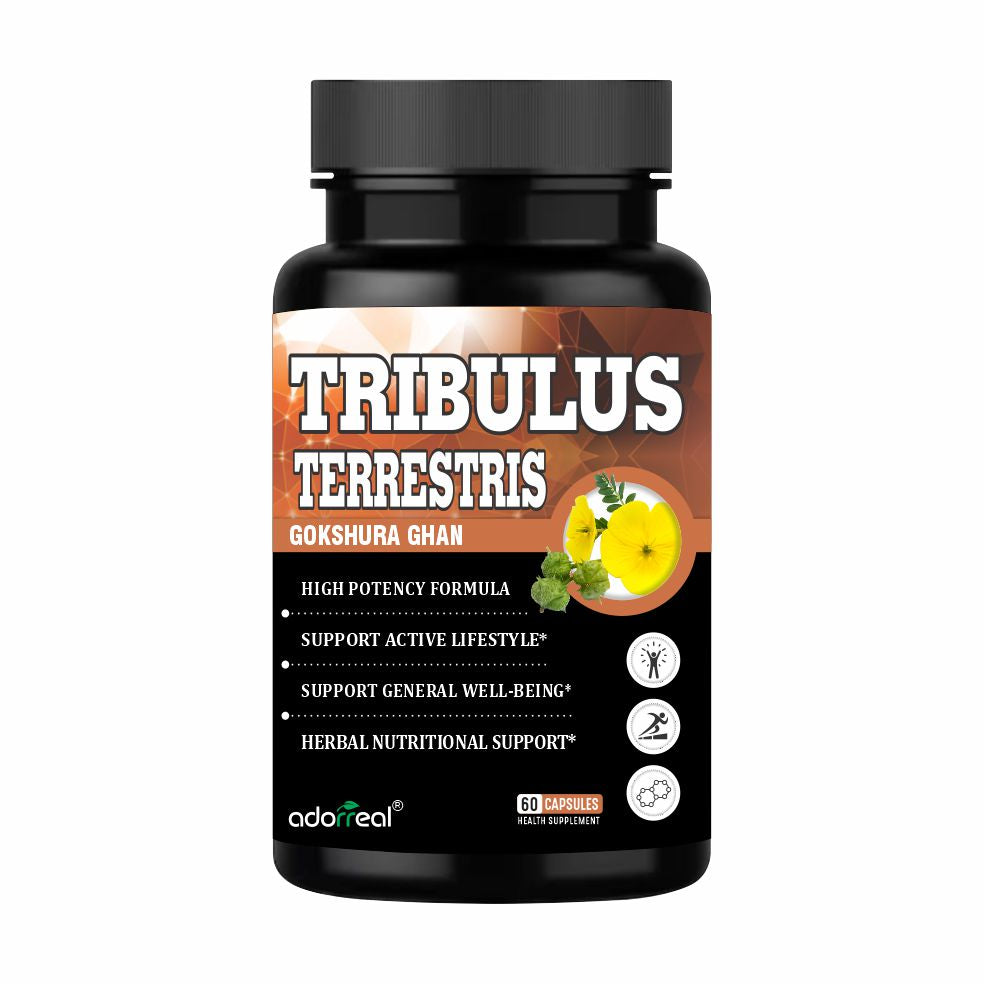 Tribulus Terrestris Extract with Black Pepper | Gokshura Herbal Supplement | 60 Capsules