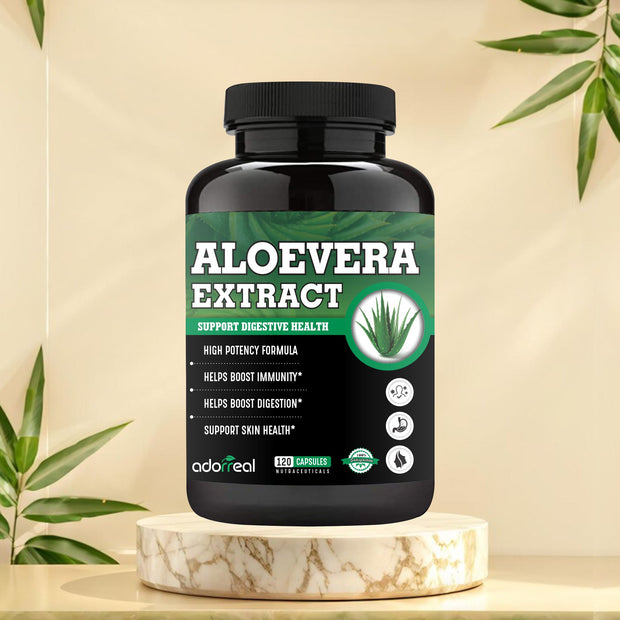 Aloevera Extract for Healthy Skin & Hair, Improves Digestion, Strengthens Immunity-120 Capsules