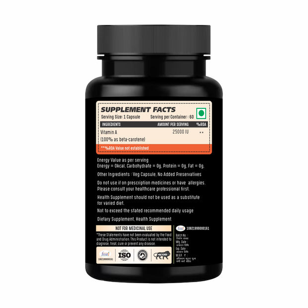 Beta-Carotene Vitamin A - 60 Capsules