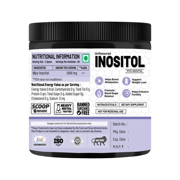 Adorreal Inositol Powder 100g | Myo-Inositol Supplement for Hormonal Balance, Mood & Ovarian Support | Pure, Non-GMO, Gluten-Free | Lab-Tested for Purity | No Fillers or Additives
