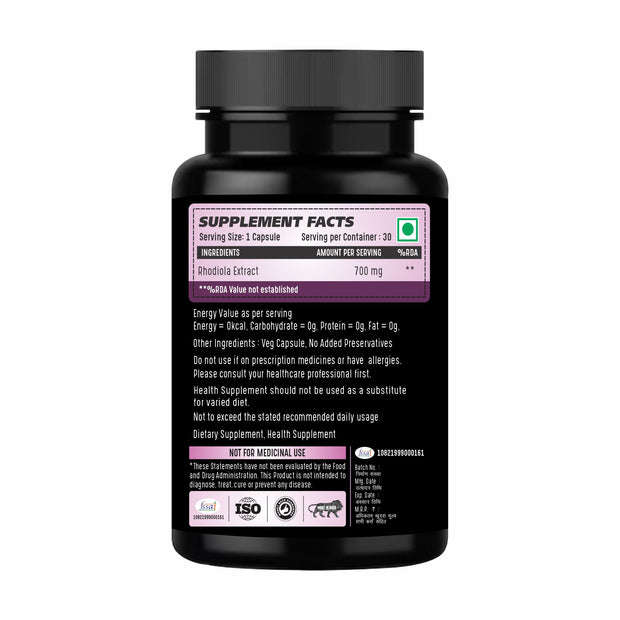 Rhodiola Rosea Extract | Improve Pure Energy, Brain Function & Stress Relief Support 30 Capsules
