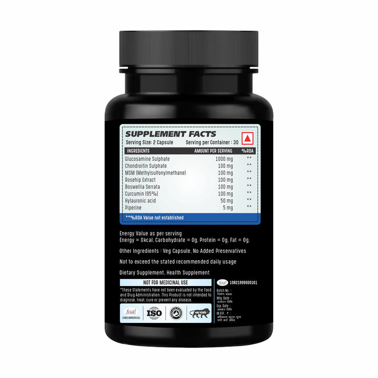 Adorreal Joint Restore with Glucosamine, Chondroitin, MSM, Boswellia, Curcumin & Hyaluronic Acid – Joint Pain Relief & Mobility Support – 60 Capsules