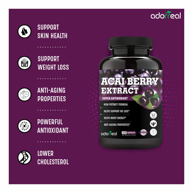 Acai Berry Extract for Healthy Skin and Antioxidants-120 Capsules