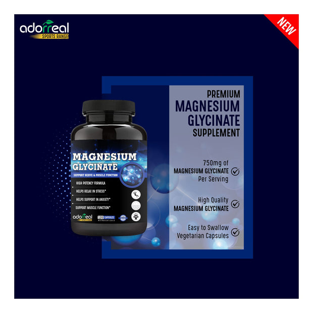 Magnesium Glycinate Supplement for Muscle Energy & Heart Health - 120 Capsules