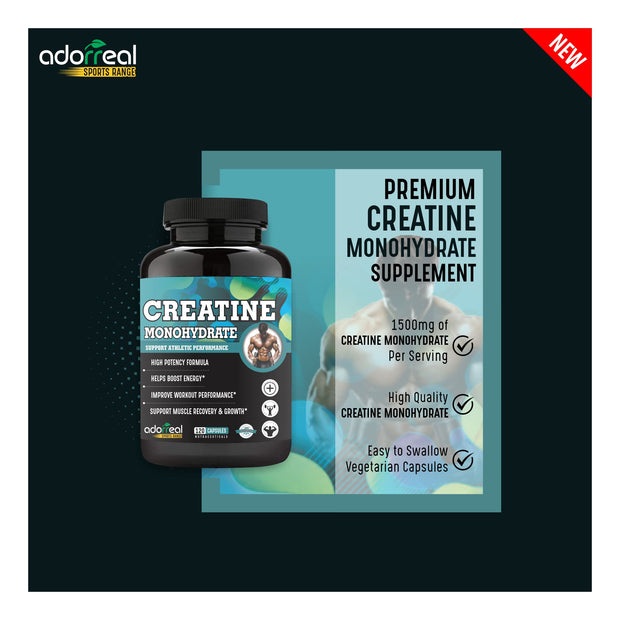 Creatine Monohydrate For Strength Endurance & Athlete Performance Energy Support For Instant Workout 120 capsules