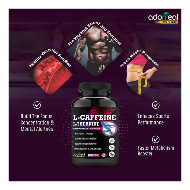 L-Caffeine L-Theanine, Natural Stimulant, for Energy, Endurance, and Focus-120 capsules